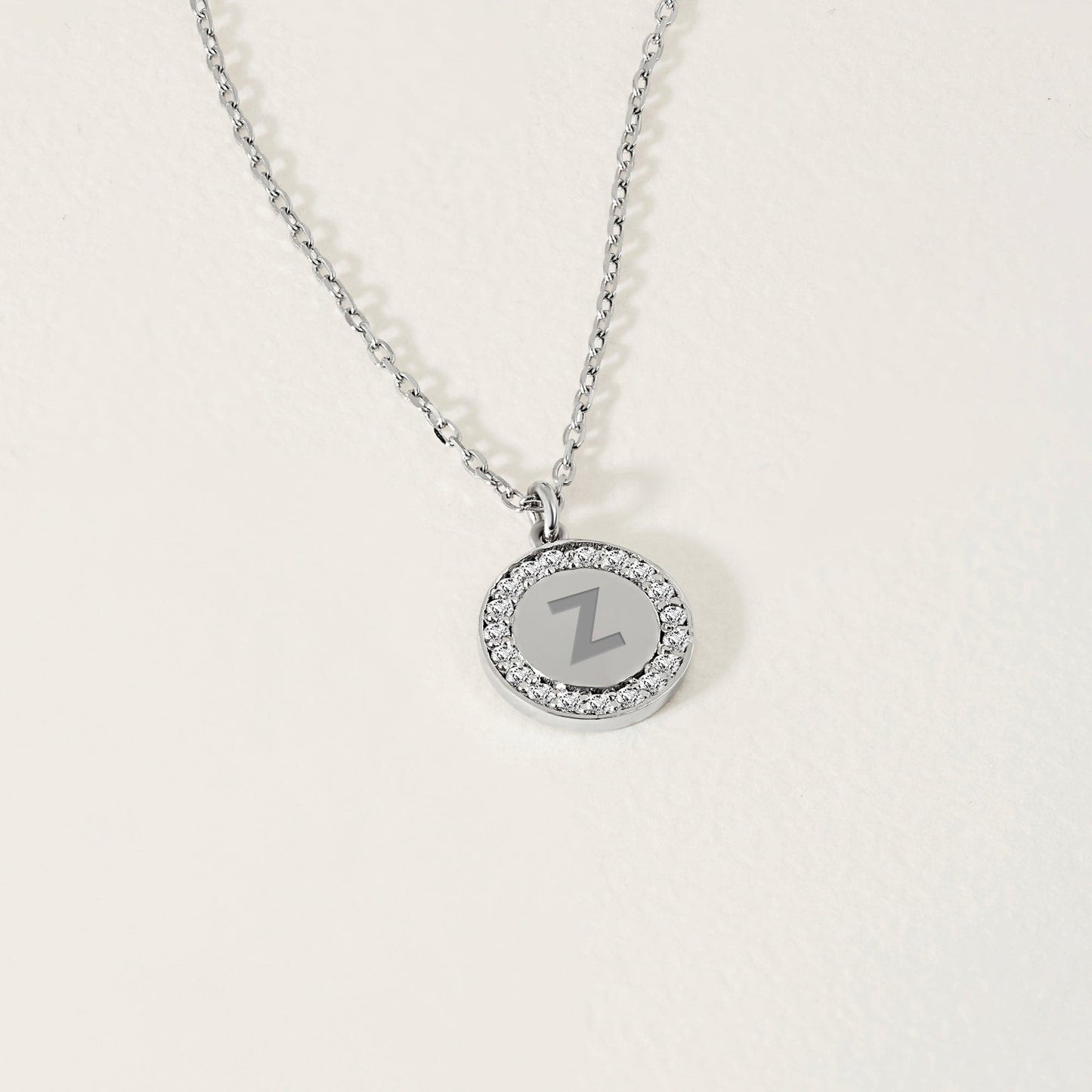 Diamond Engravable Disc Necklace in 14K Solid Gold