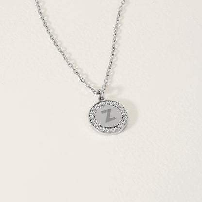 Diamond Engravable Disc Necklace in 14K Solid Gold