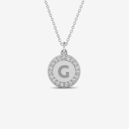 Diamond Engravable Disc Necklace in 14K Solid Gold