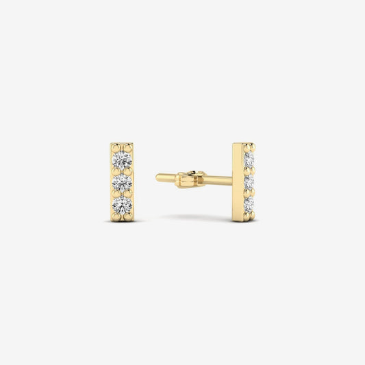 Diamond Bar Stud Earrings in 14K Solid Gold