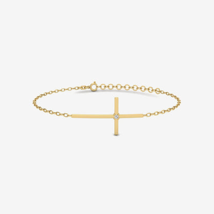 Diamond Cross Bracelet in 14K Solid Gold