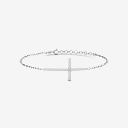 Bracelet croix diamant en or 14 carats