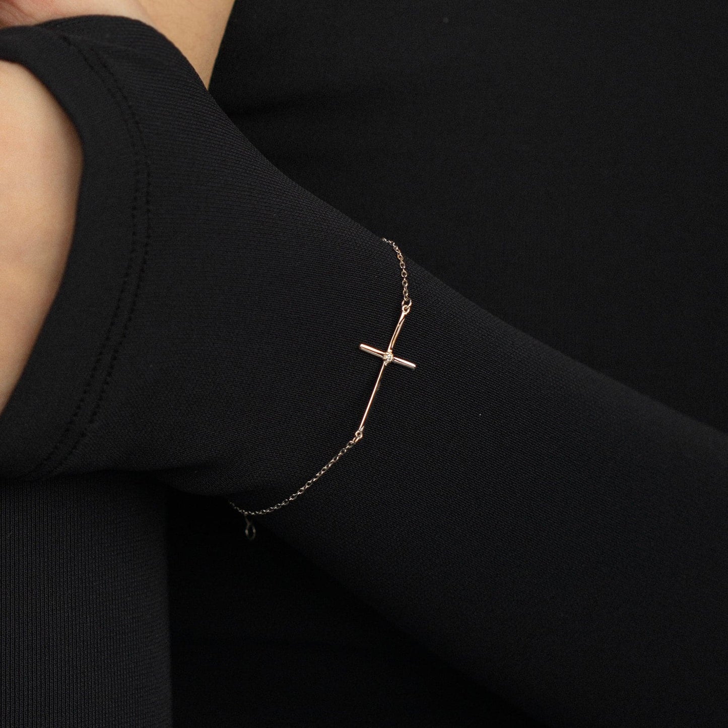 Diamond Cross Bracelet in 14K Solid Gold