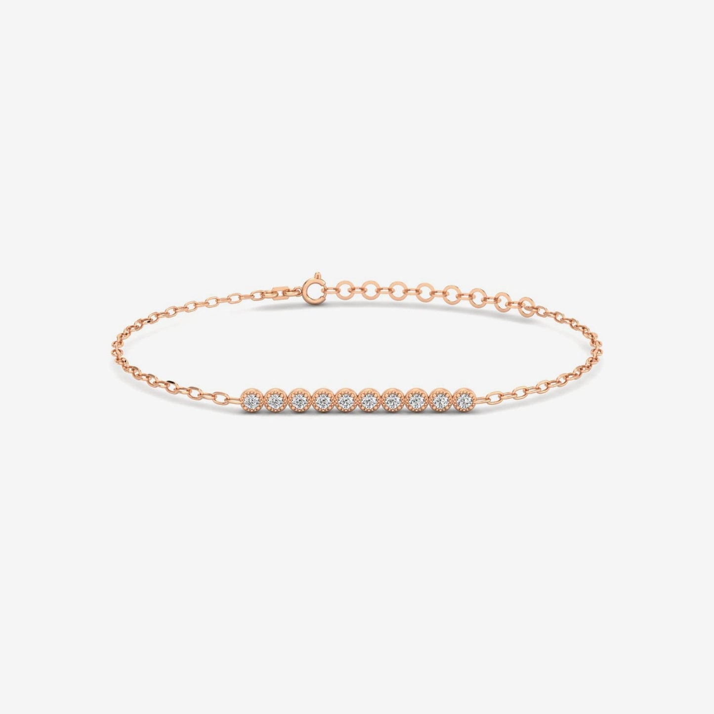 Bezel-Set Diamond Bar Bracelet in 14K Solid Gold