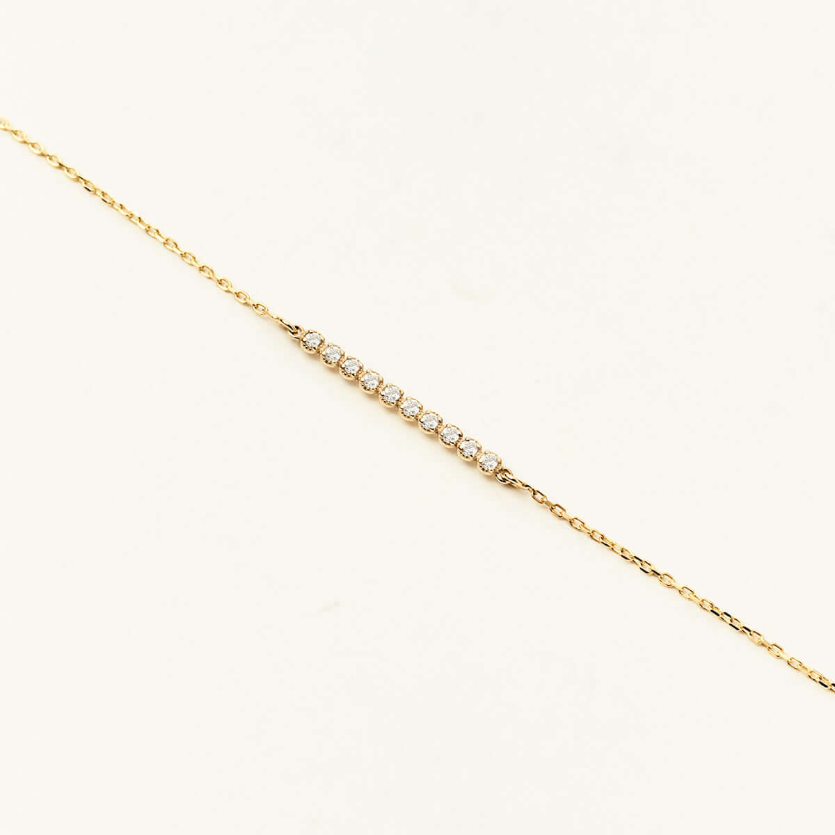 Bezel-Set Diamond Bar Bracelet in 14K Solid Gold