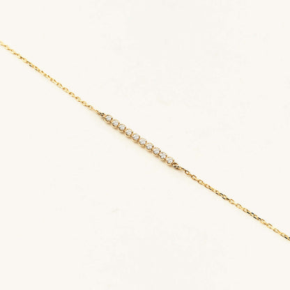 Bezel-Set Diamond Bar Bracelet in 14K Solid Gold