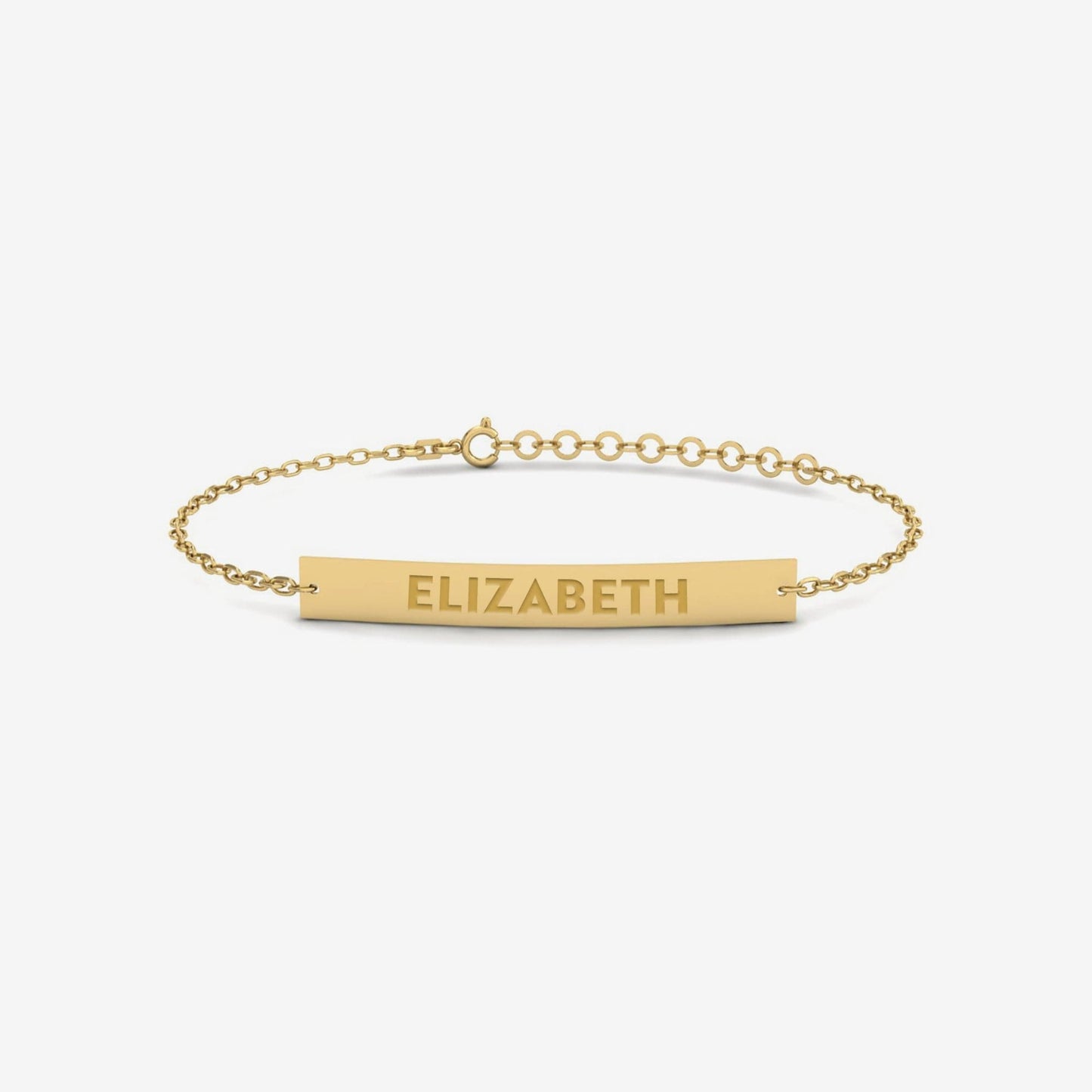 Custom Engraved Bar Bracelet in 14K Solid Gold