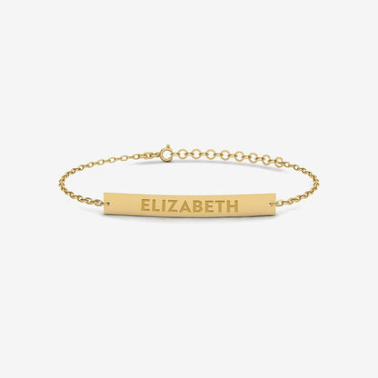 Custom Engraved Bar Bracelet in 14K Solid Gold