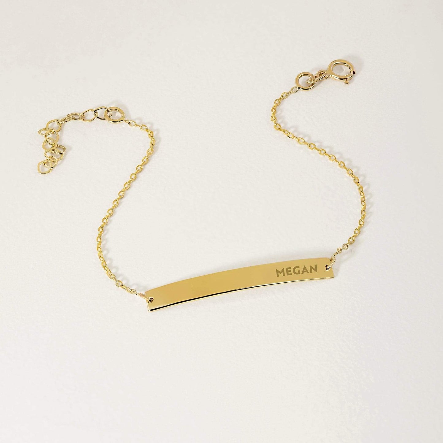 Custom Engraved Bar Bracelet in 14K Solid Gold