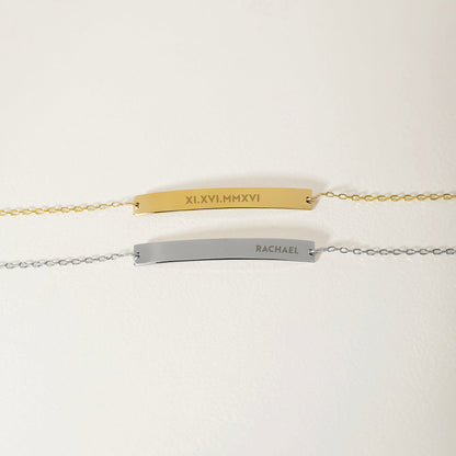 Custom Engraved Bar Bracelet in 14K Solid Gold