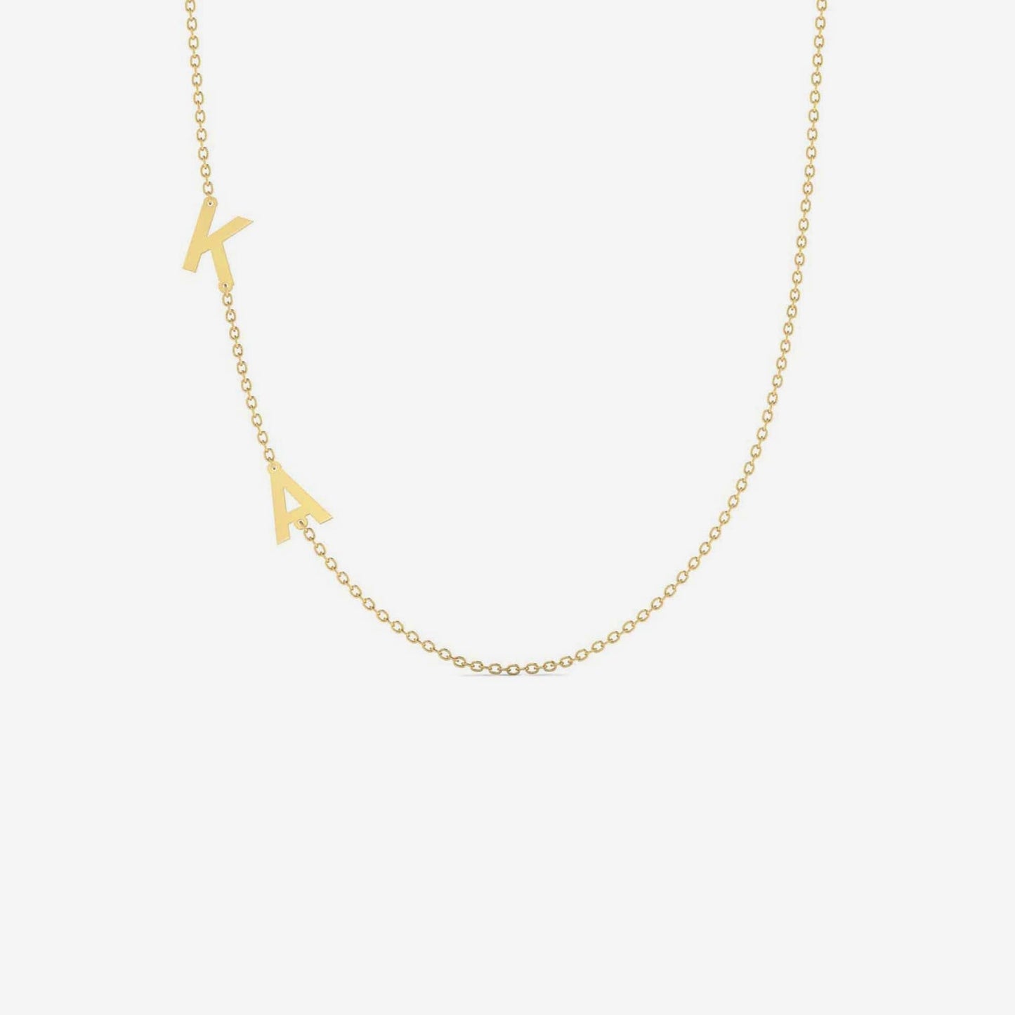 Personalized Off-Center Double Initial Necklace in 14K Solid Gold