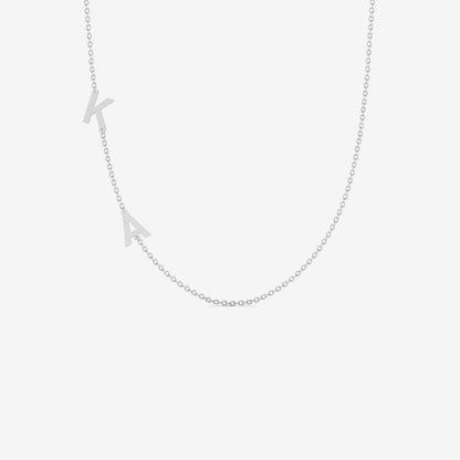 Personalized Off-Center Double Initial Necklace in 14K Solid Gold