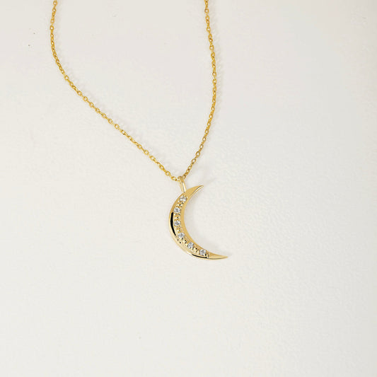 Diamond Crescent Moon Necklace