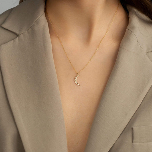 Diamond Crescent Moon Necklace