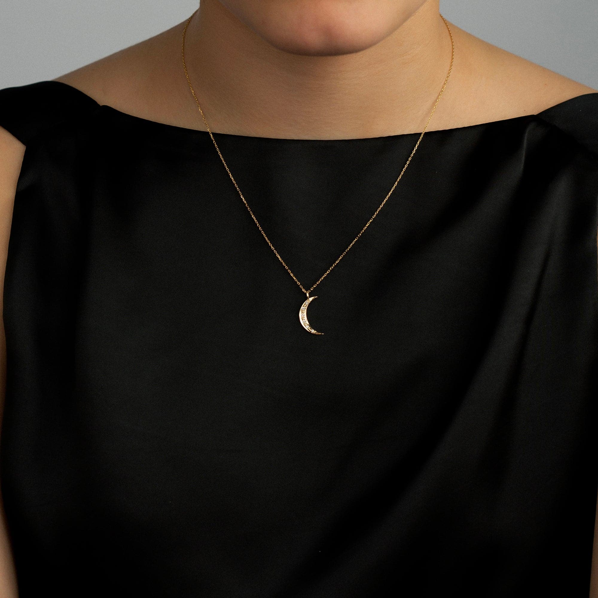 Diamond Crescent Moon Necklace