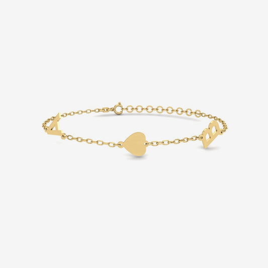 Initials Bracelet in 14K Solid Gold