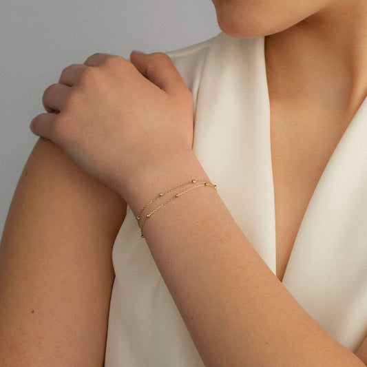 Double Chain Beaded Station Bracelet