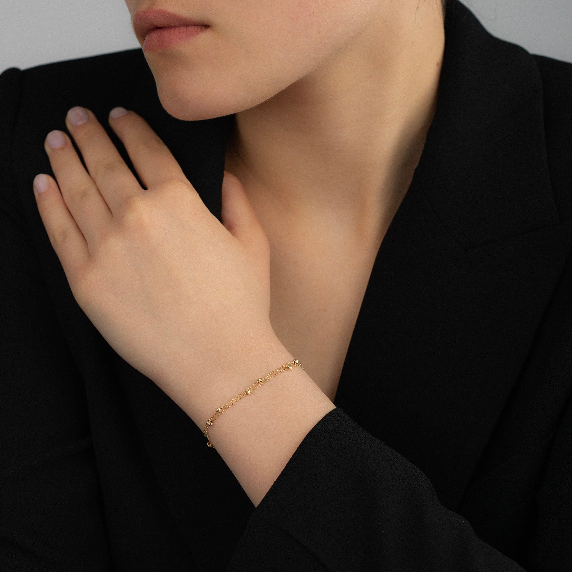 Double Chain Beaded Station Bracelet