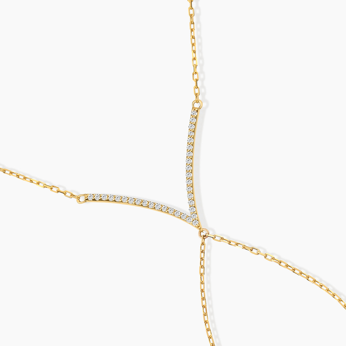 Diamond Pave V Bar Hand Chain Bracelet