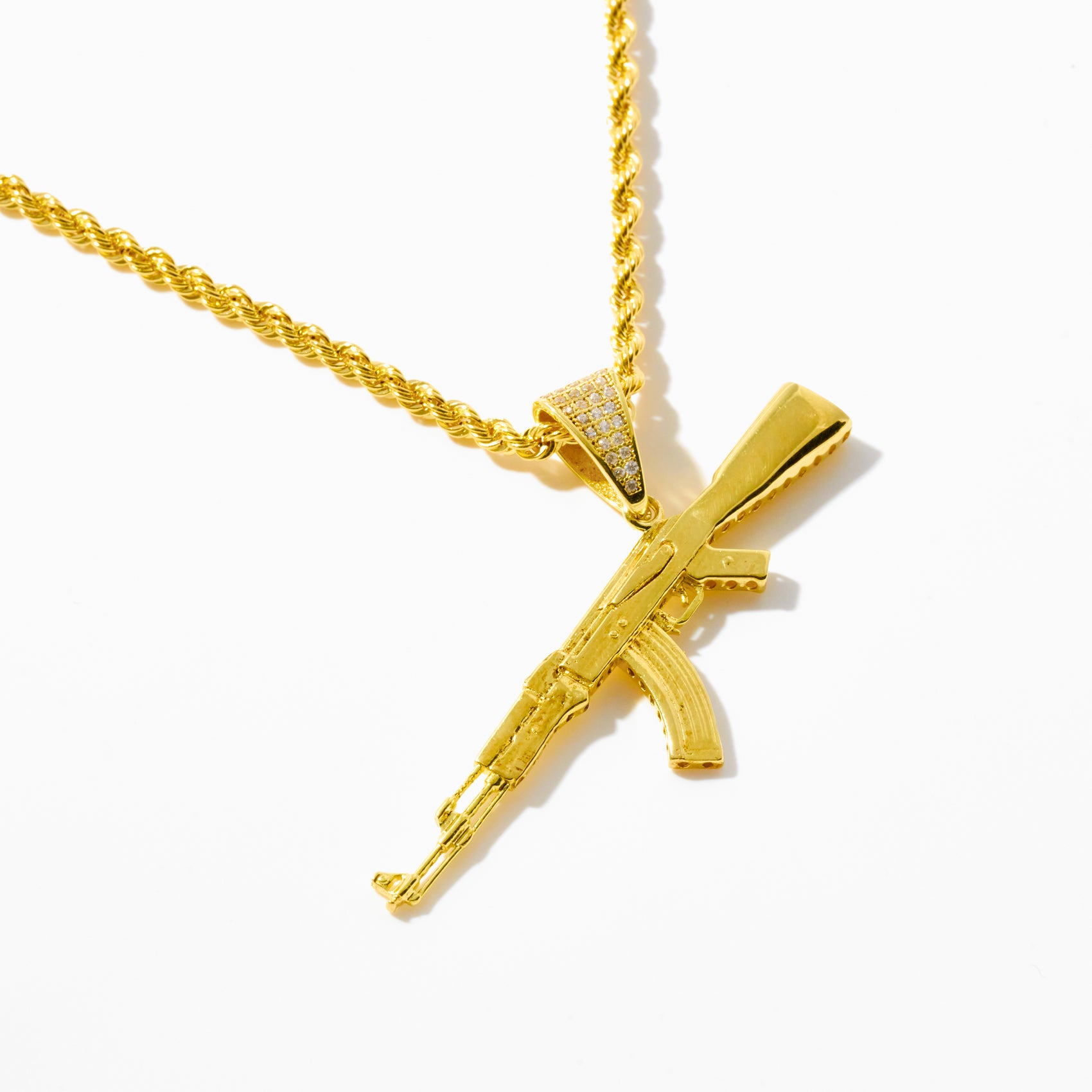 Hip Hop Style Gold Gun Pendant