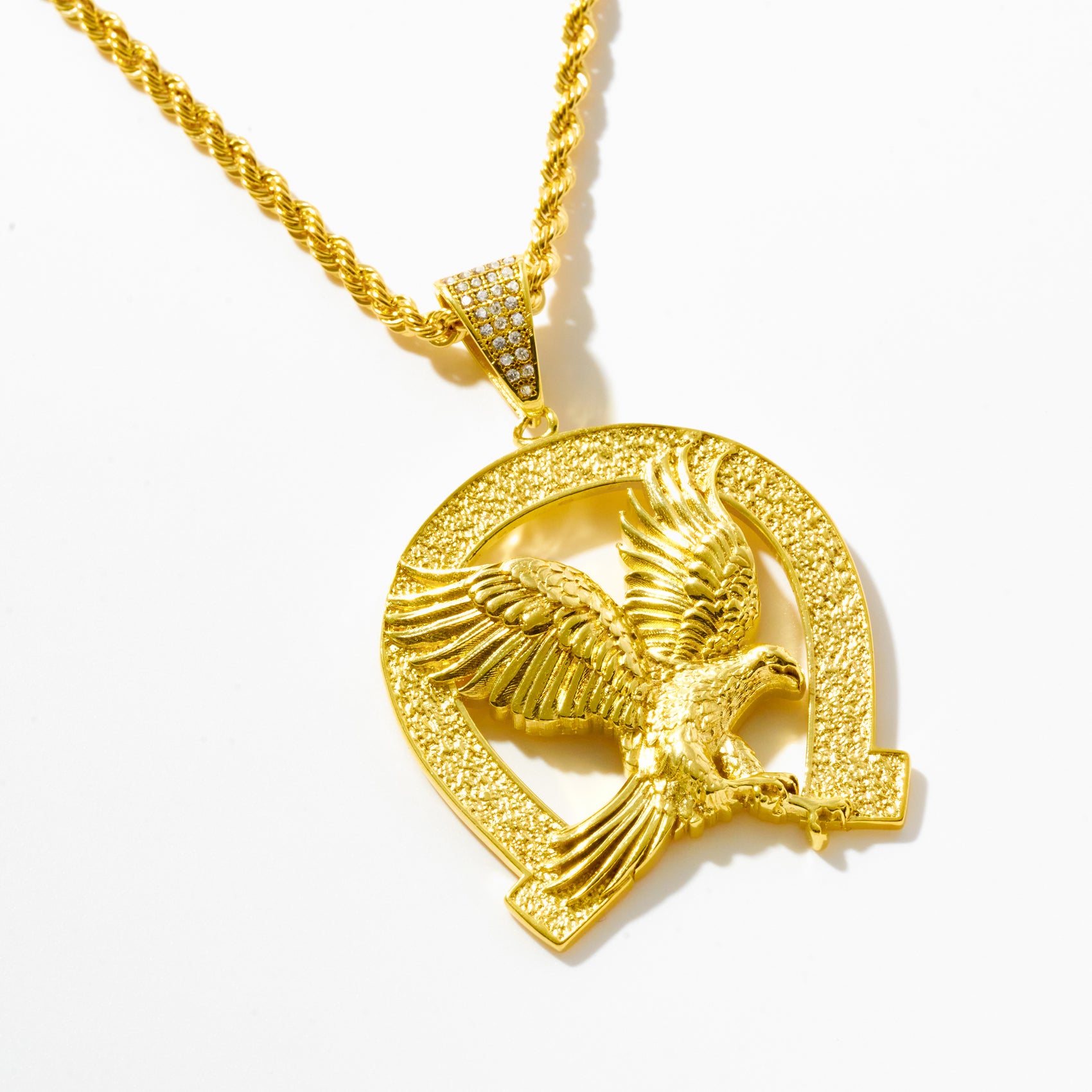 Flying Eagle in Horseshoe Pendant