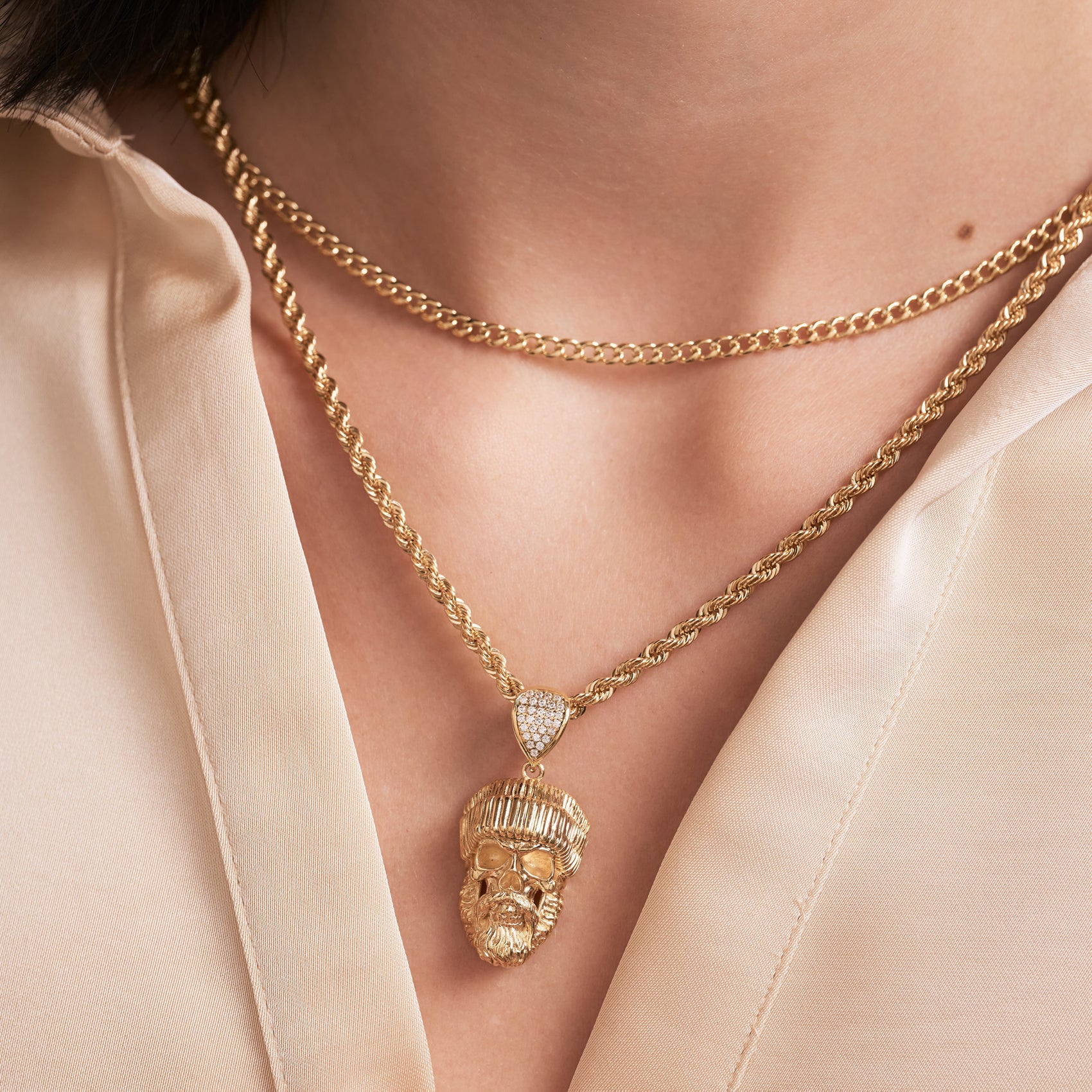 Hip Hop Bearded Skull Pendant