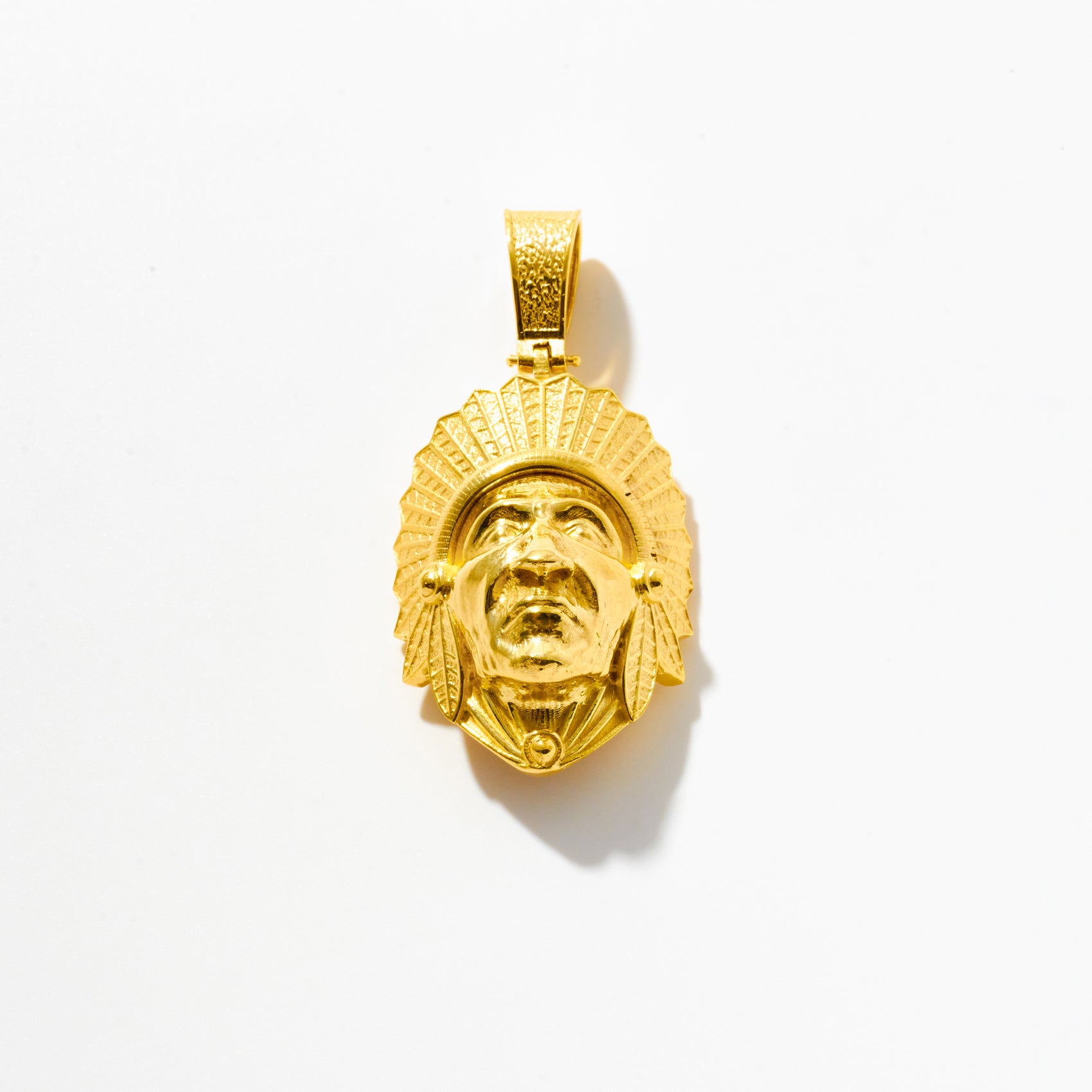 Native American Warrior Charm with Feather Headdress Pendant