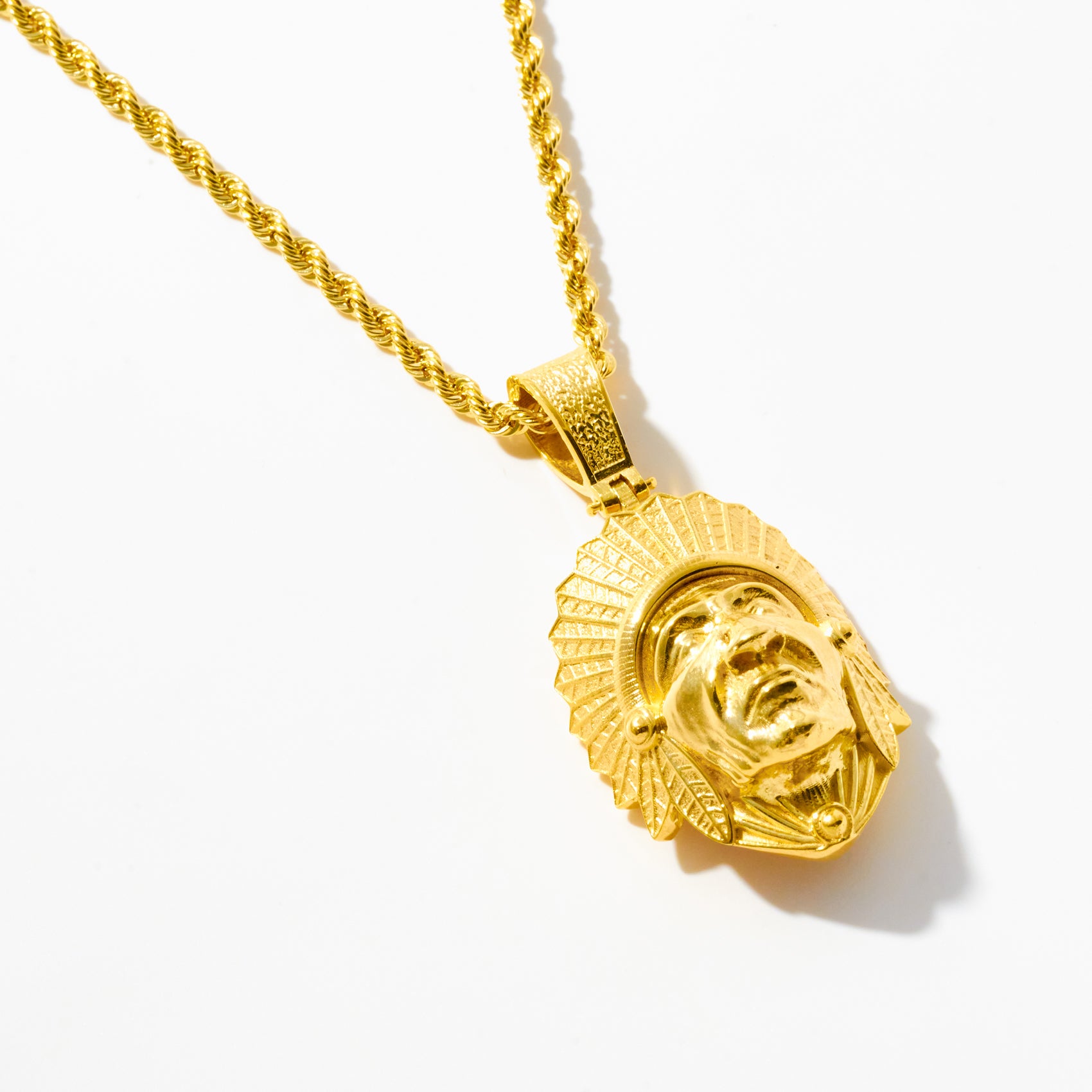 Native American Warrior Charm with Feather Headdress Pendant