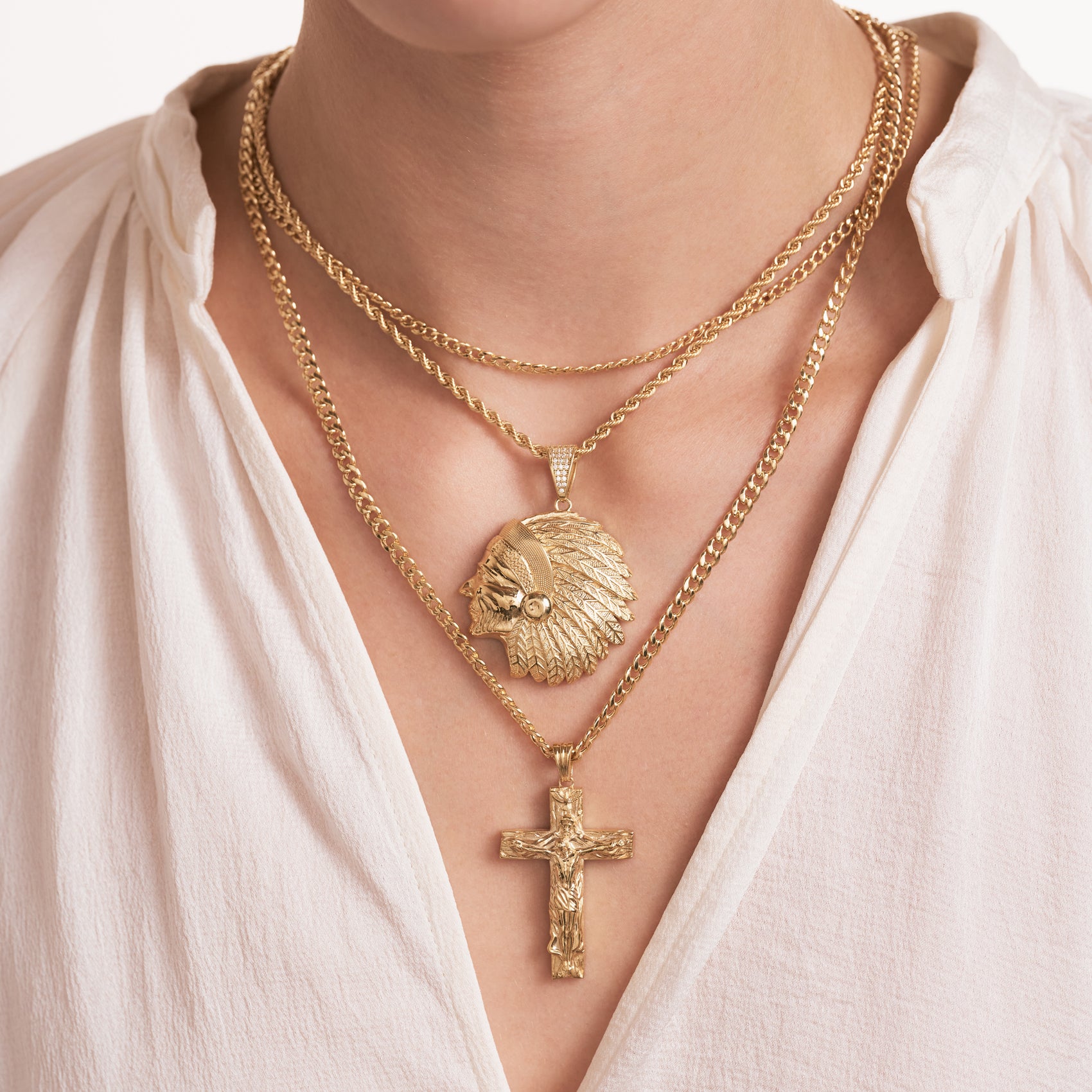 Gold Holy Spirit Crucifix Pendant