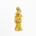 Yellow Gold Santa Muerte Pendant with Red Eyes & Scythe
