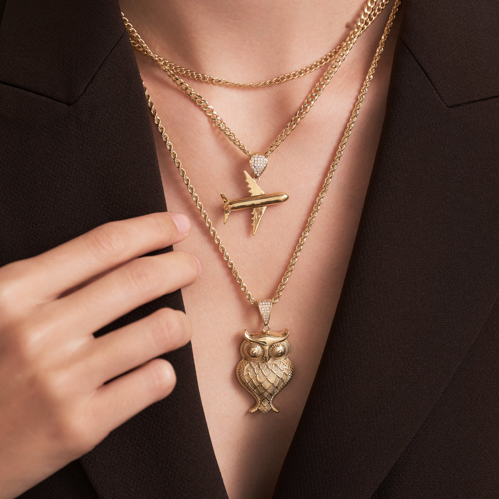 Yellow Gold Airplane Pendant