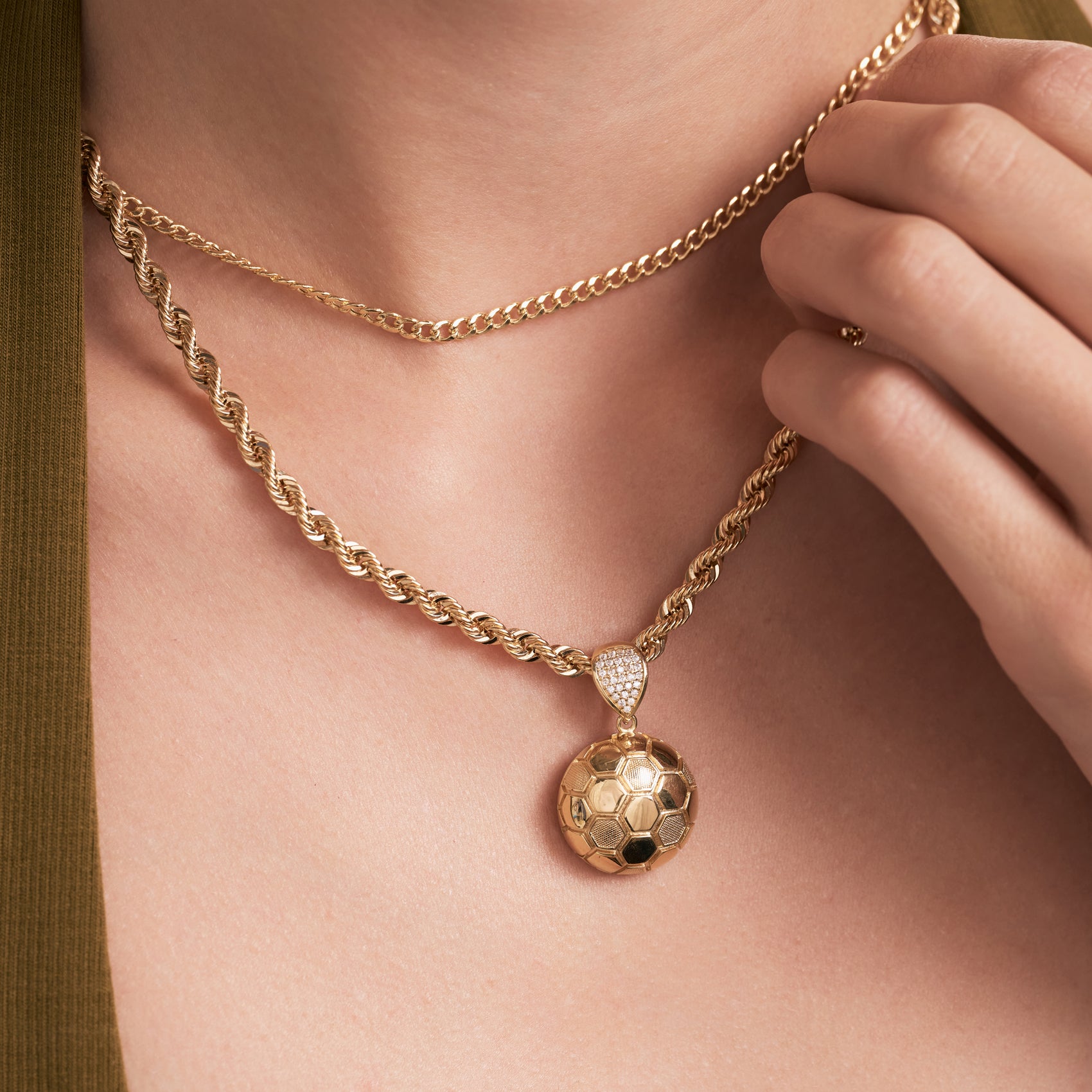 Gold Soccer Ball Pendant