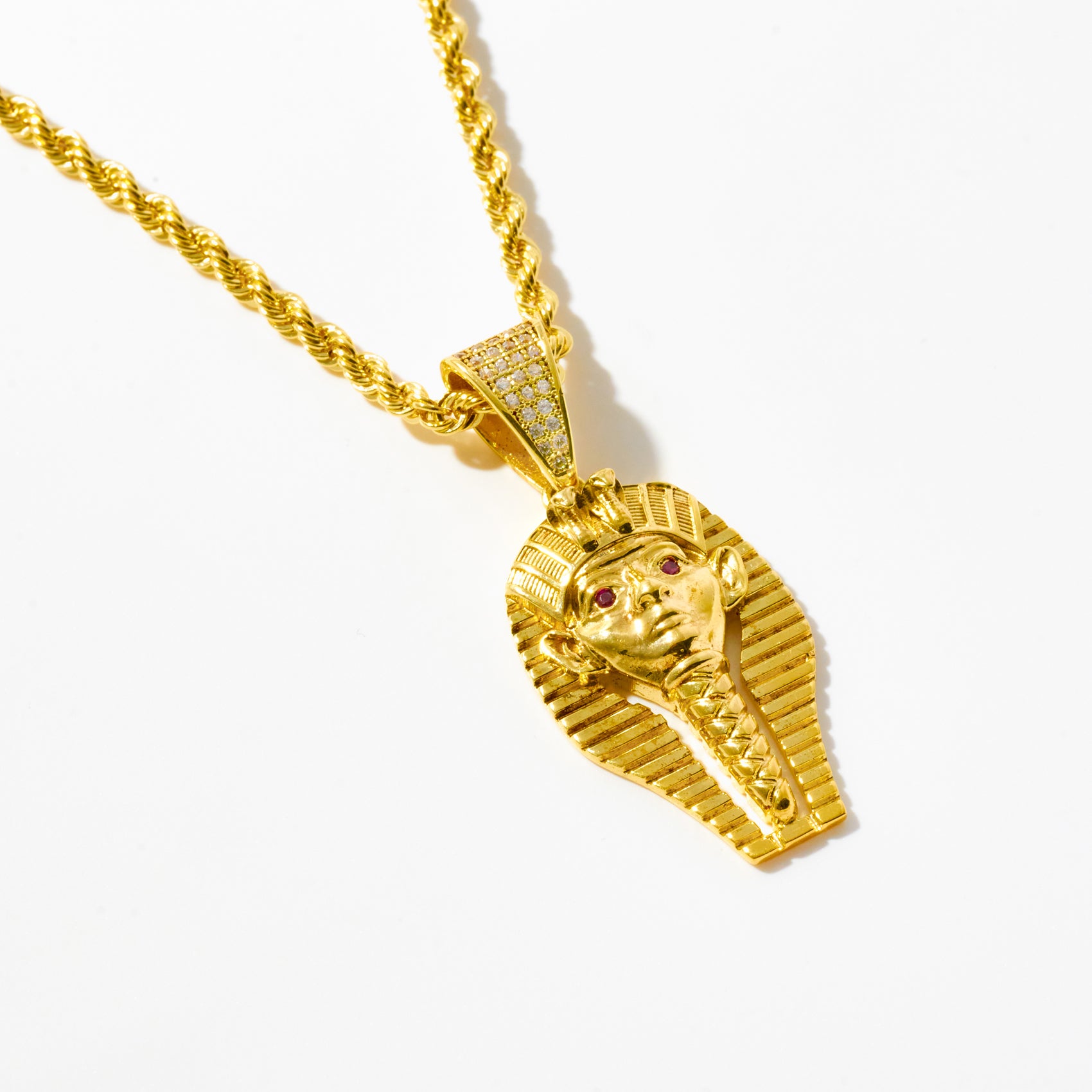 Pharaoh Head Pendant with Ruby Eyes
