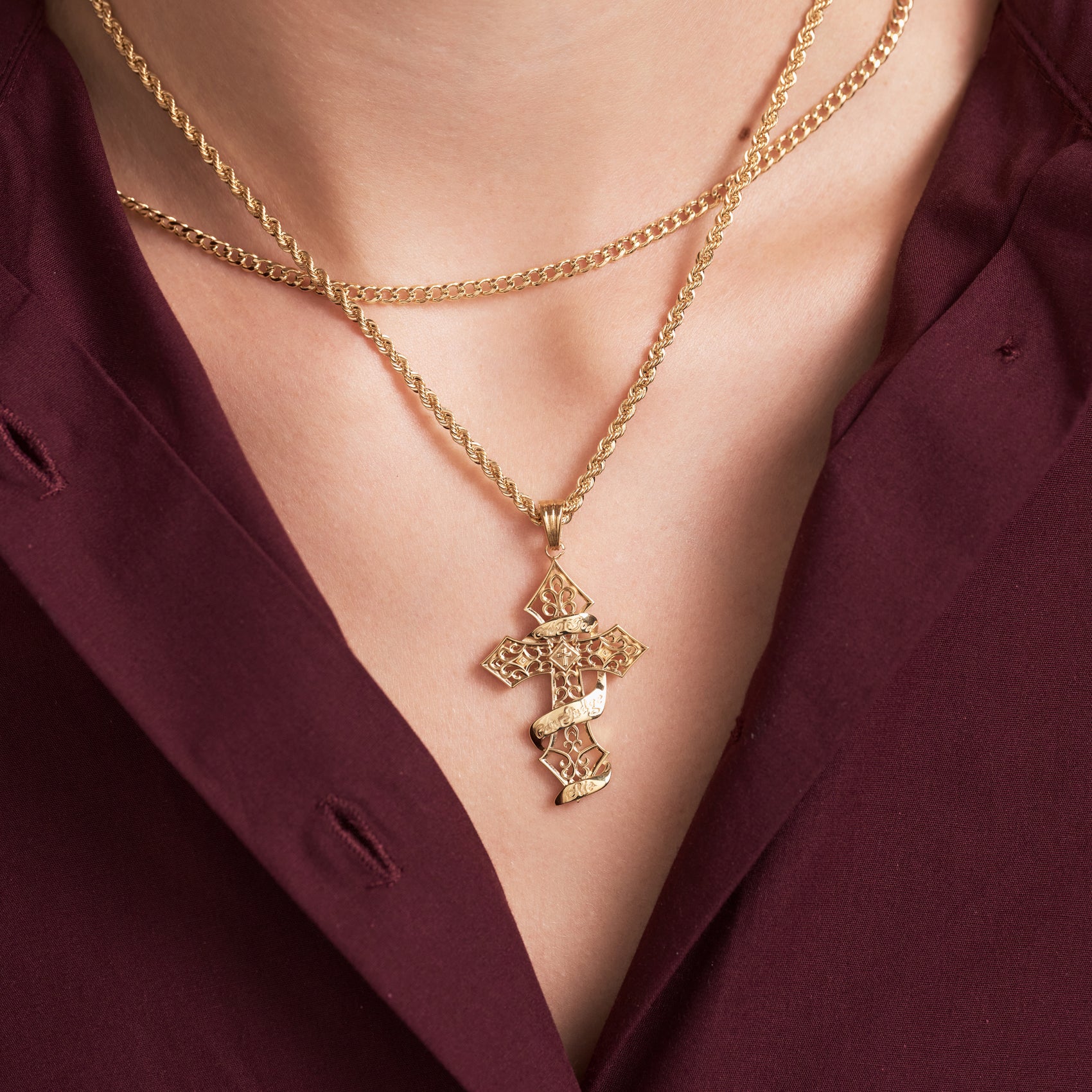 Gold Only God Can Judge Me Cross Pendant