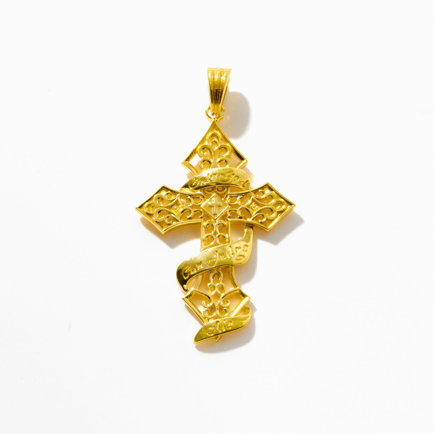 Gold Only God Can Judge Me Cross Pendant