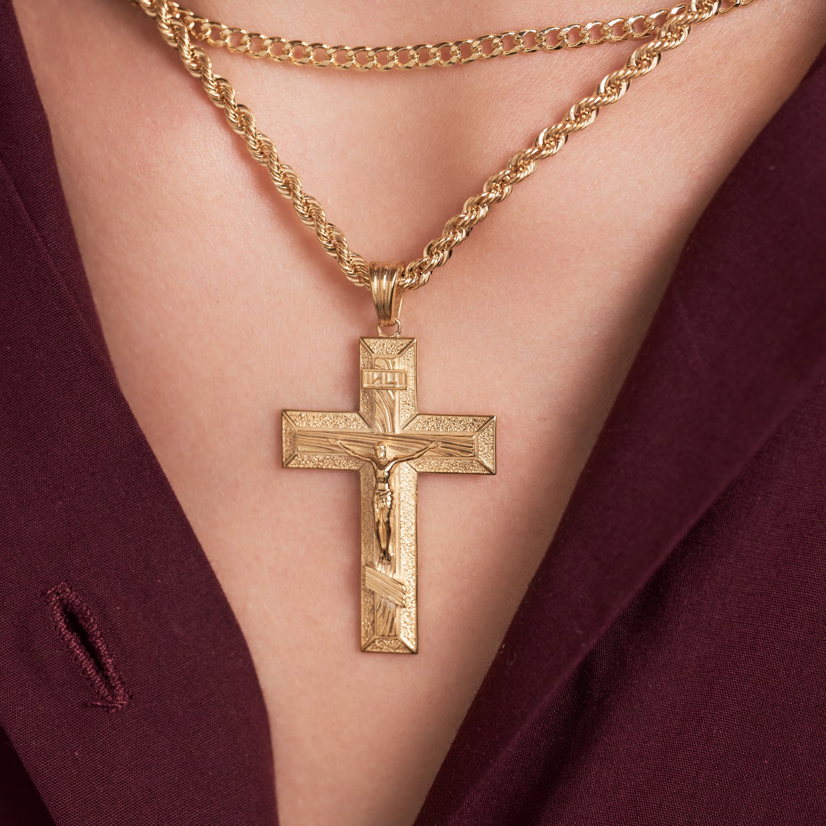Gold Orthodox Crucifix Pendant