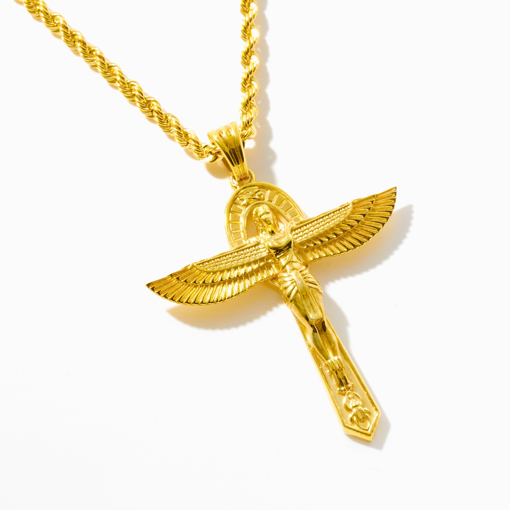 Gold Egyptian Goddess Isis Cross Pendant