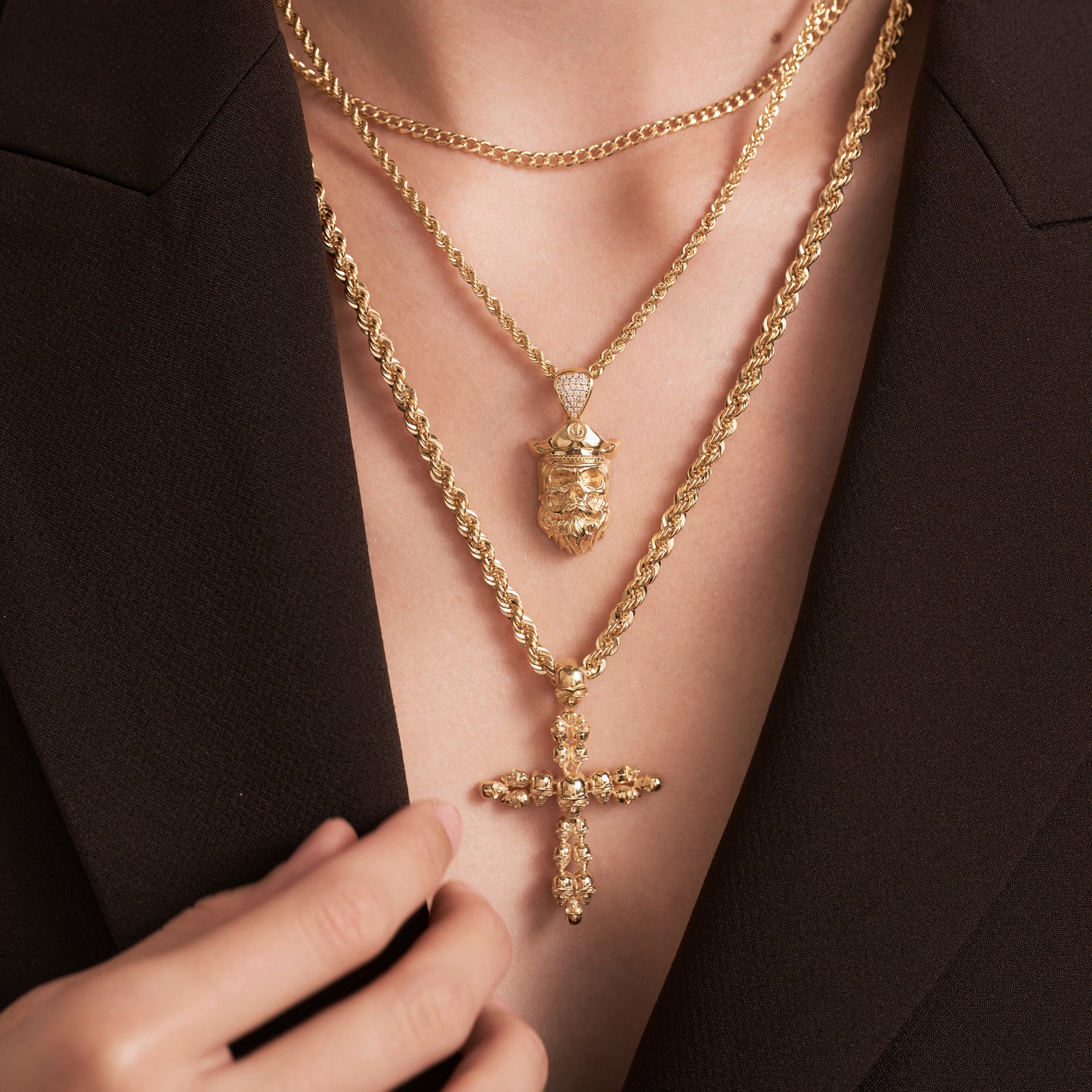 Bearded Captain Skull Pendant with Hat