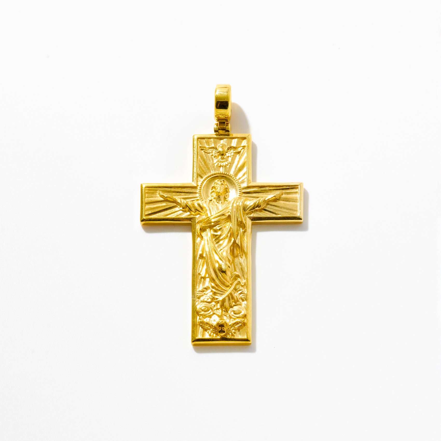 Gold Risen Christ Cross Pendant