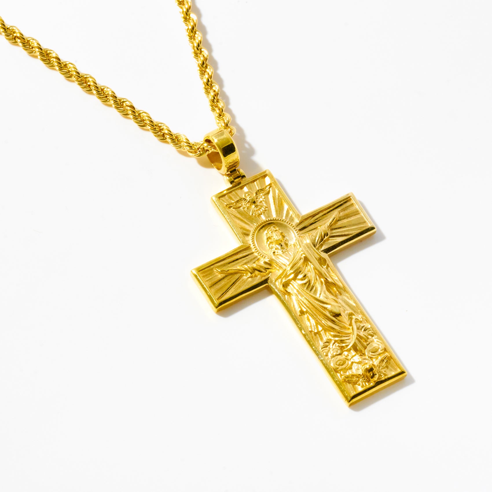 Gold Risen Christ Cross Pendant