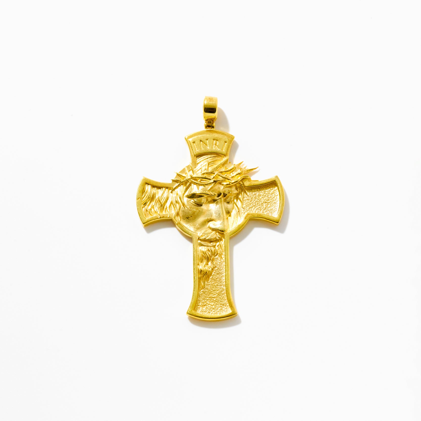 Gold Jesus Face Cross Pendant