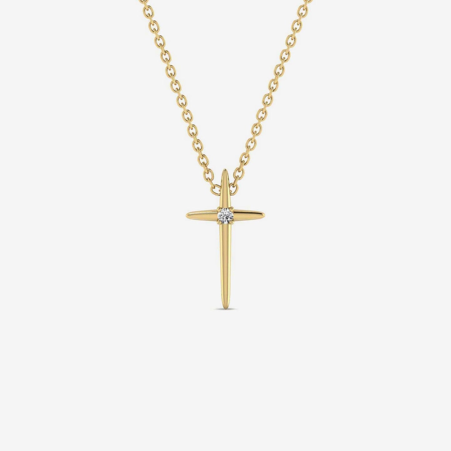 Birthstone Cross Necklace in 14K Solid Gold