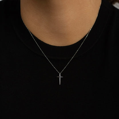 Birthstone Cross Necklace in 14K Solid Gold