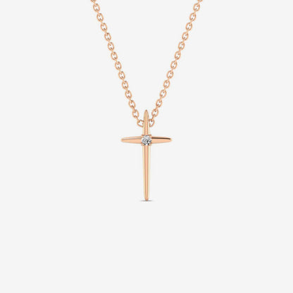 Birthstone Cross Necklace in 14K Solid Gold