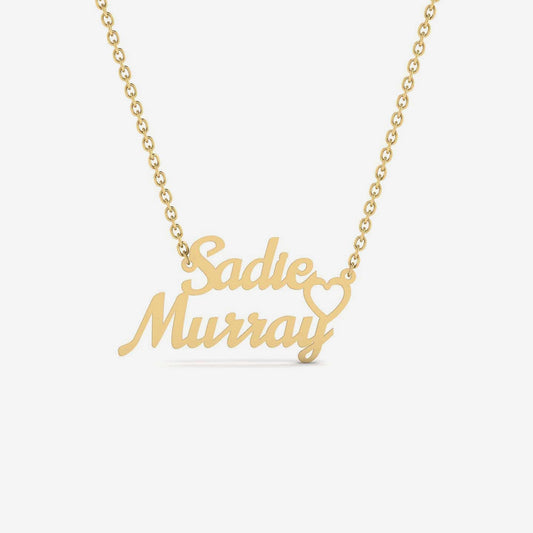 Personalized Two Names Necklace in 14K Solid Gold