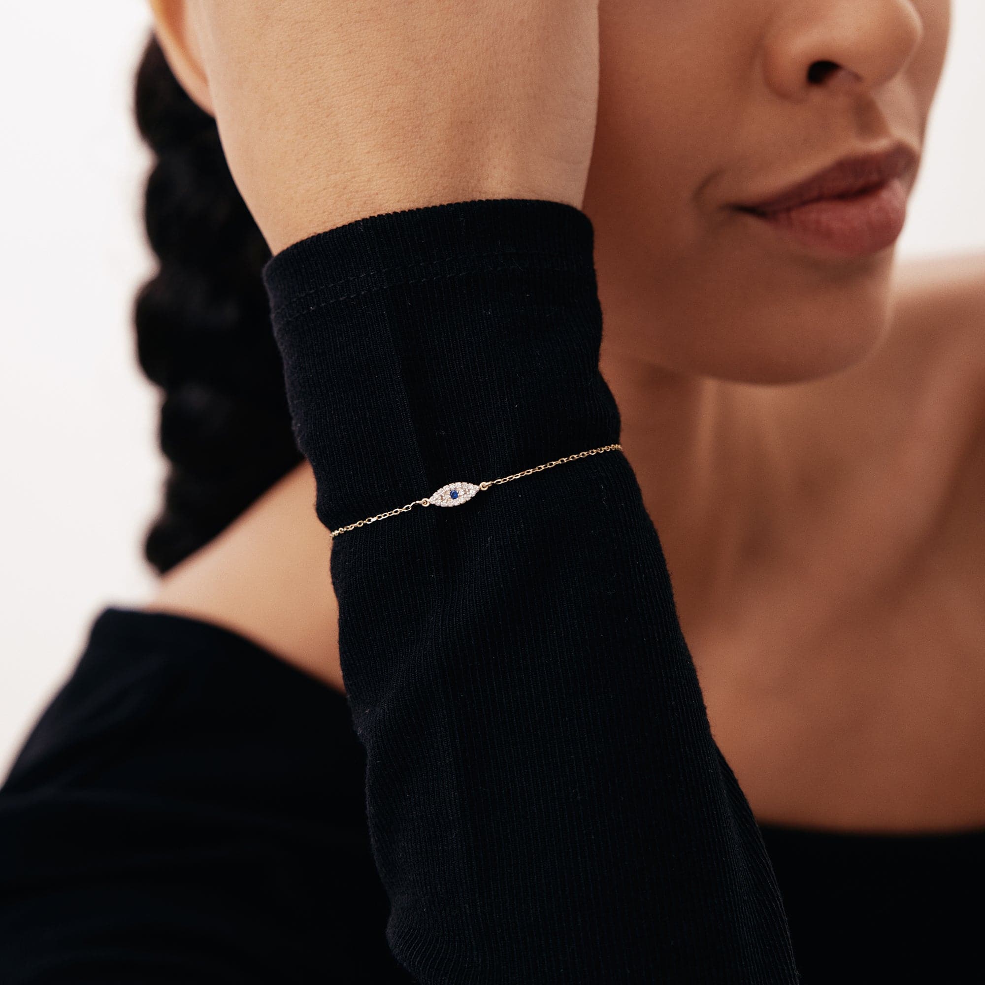 Diamond Pave Evil Eye Bracelet