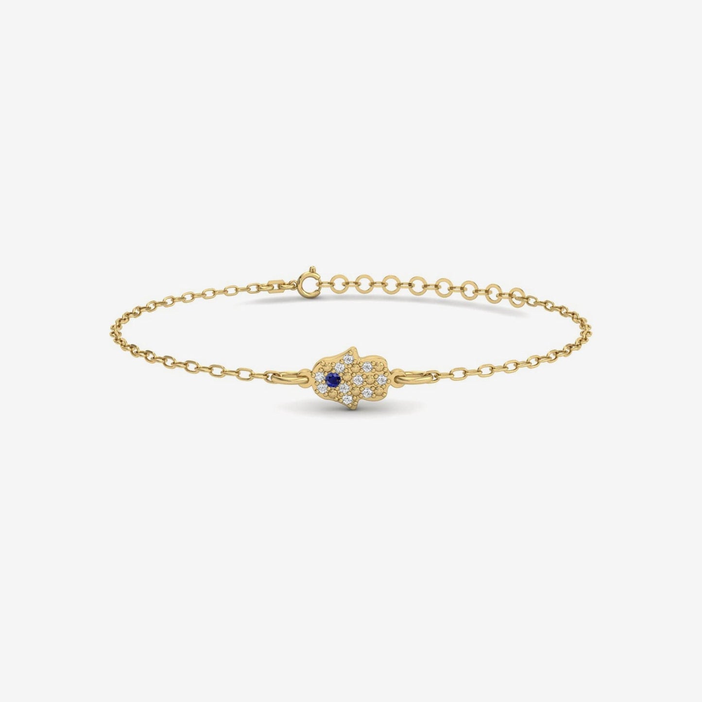 Diamond Pave Hamsa Bracelet in 14K Solid Gold