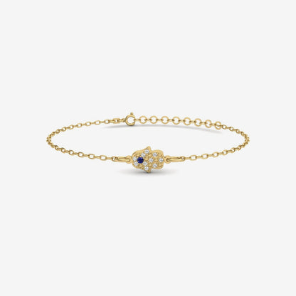 Diamond Pave Hamsa Bracelet in 14K Solid Gold