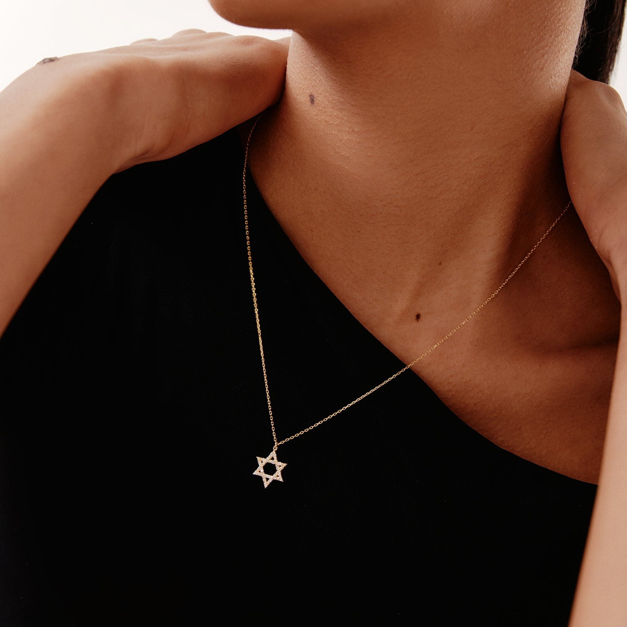 Diamond Star of David Pendant Necklace