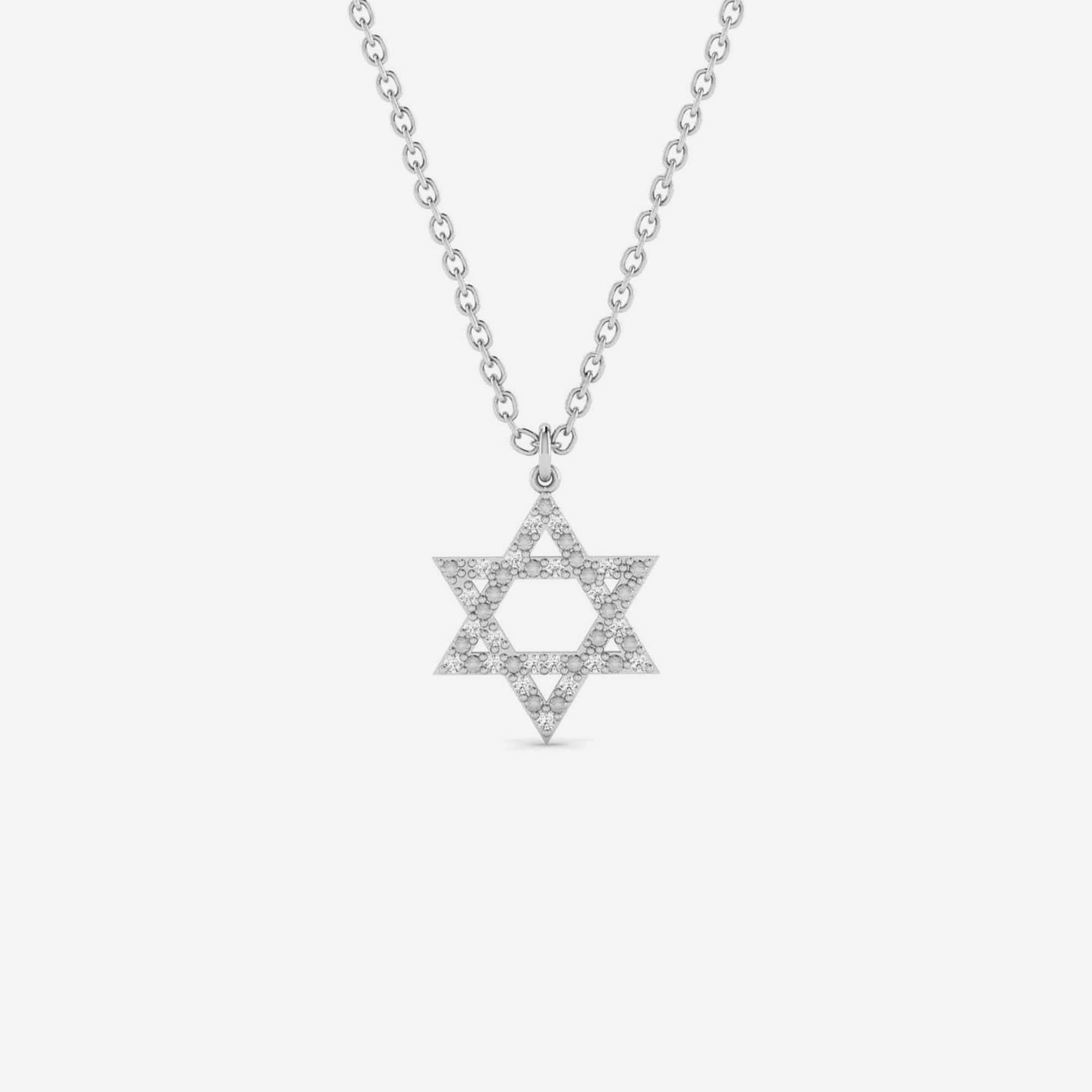 Diamond Star of David Pendant Necklace